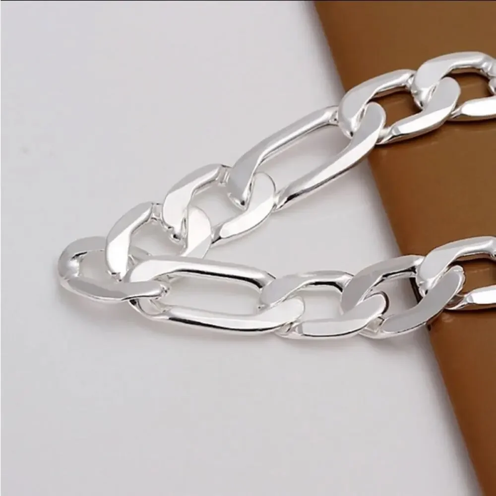 Sterling Silver Figaro 12mm Bracelet